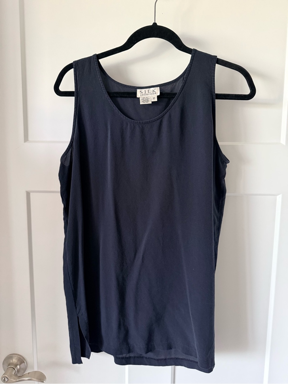 Silk Collection Black Sleeveless Tank Top 100% Silk